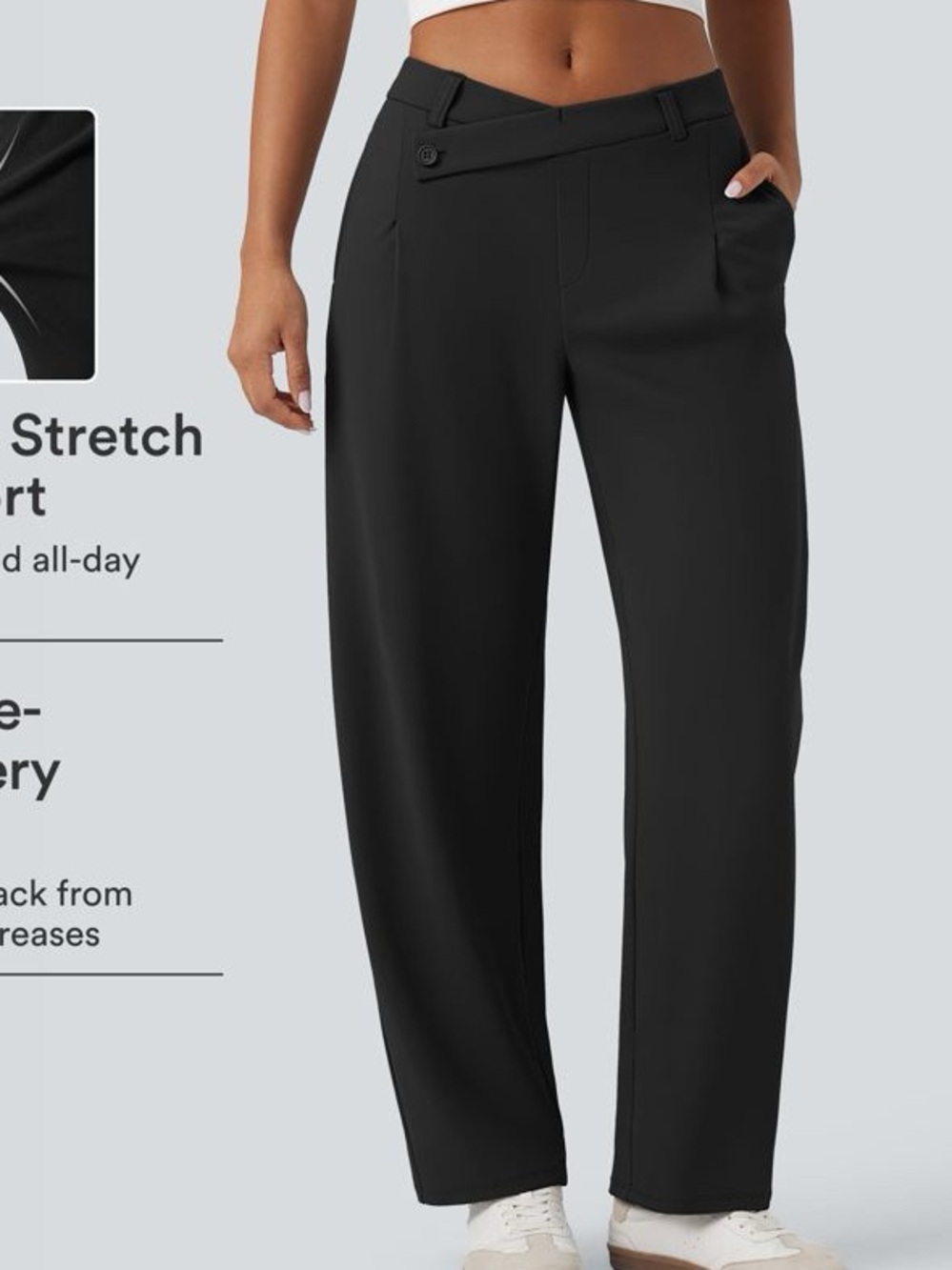 Halara Flex™ DayStretch Asymmetric Mid Rise Barrel Leg Work Pants